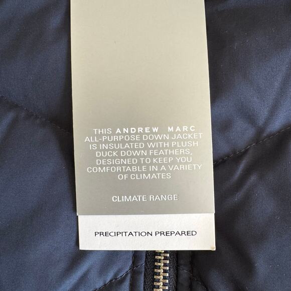 NWT Andrew Marc Phoebe Down-Filled Faux Fur Trim Zip Front Long Coat Blue Size S - Picture 10 of 16